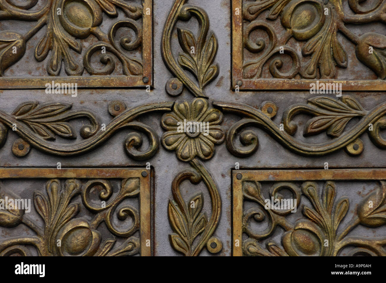 Old decorated metal brass pattern texture Stock Photo - Alamy