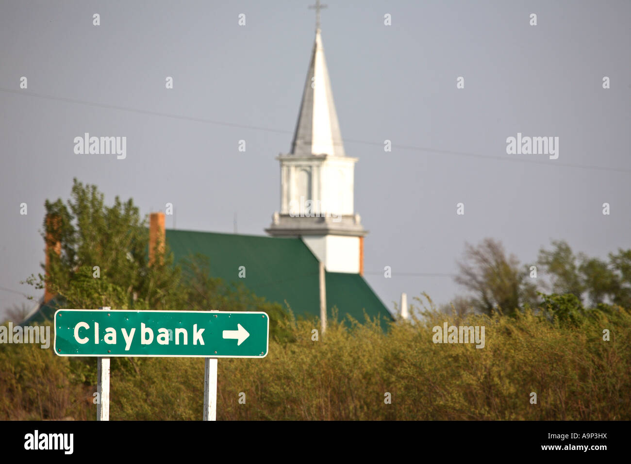 Claybank sign and church in Saskatchewan Stock Photo - Alamy