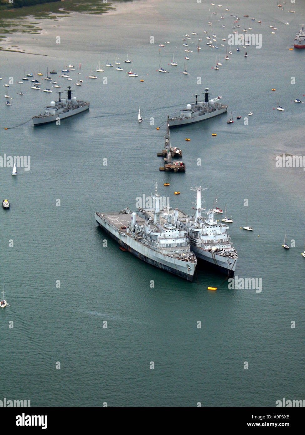 Royal Navy ships docked in portsmouth harbour, England. ifos 2005 Stock Photo