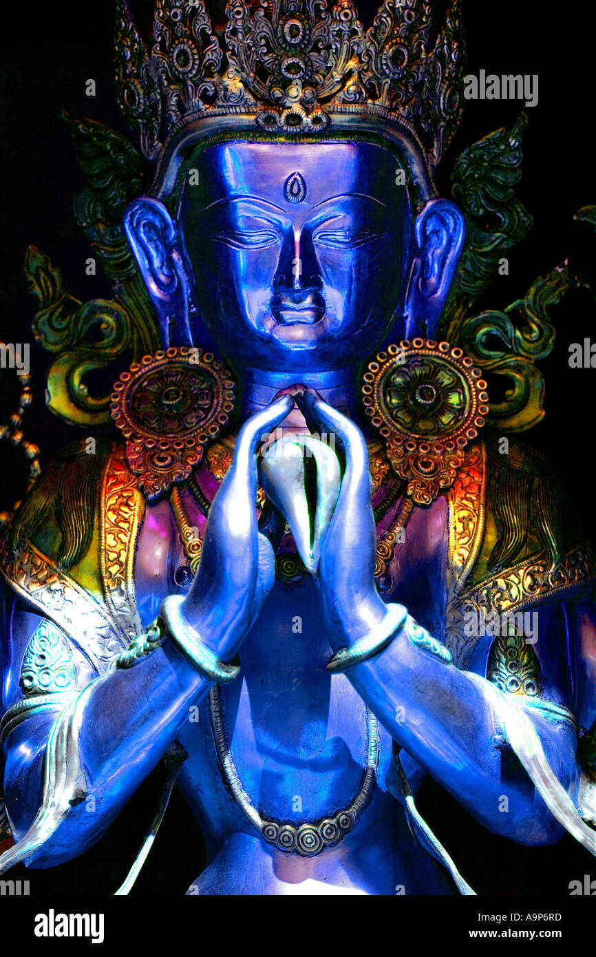 Blue Tibetan deity statue Stock Photo Alamy