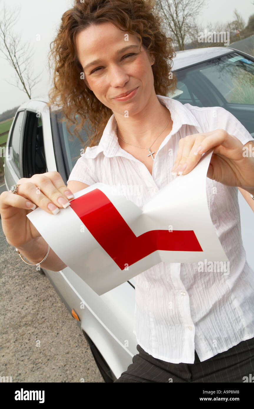 Passing Driving Test Learner Driver Car Drive L Plate Stock Photo Alamy