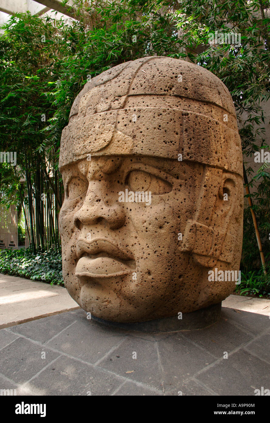 Olmec stone Head No. One, Jalapa, Xalapa,  Museum of Anthropology, Veracruz, Mexico Stock Photo