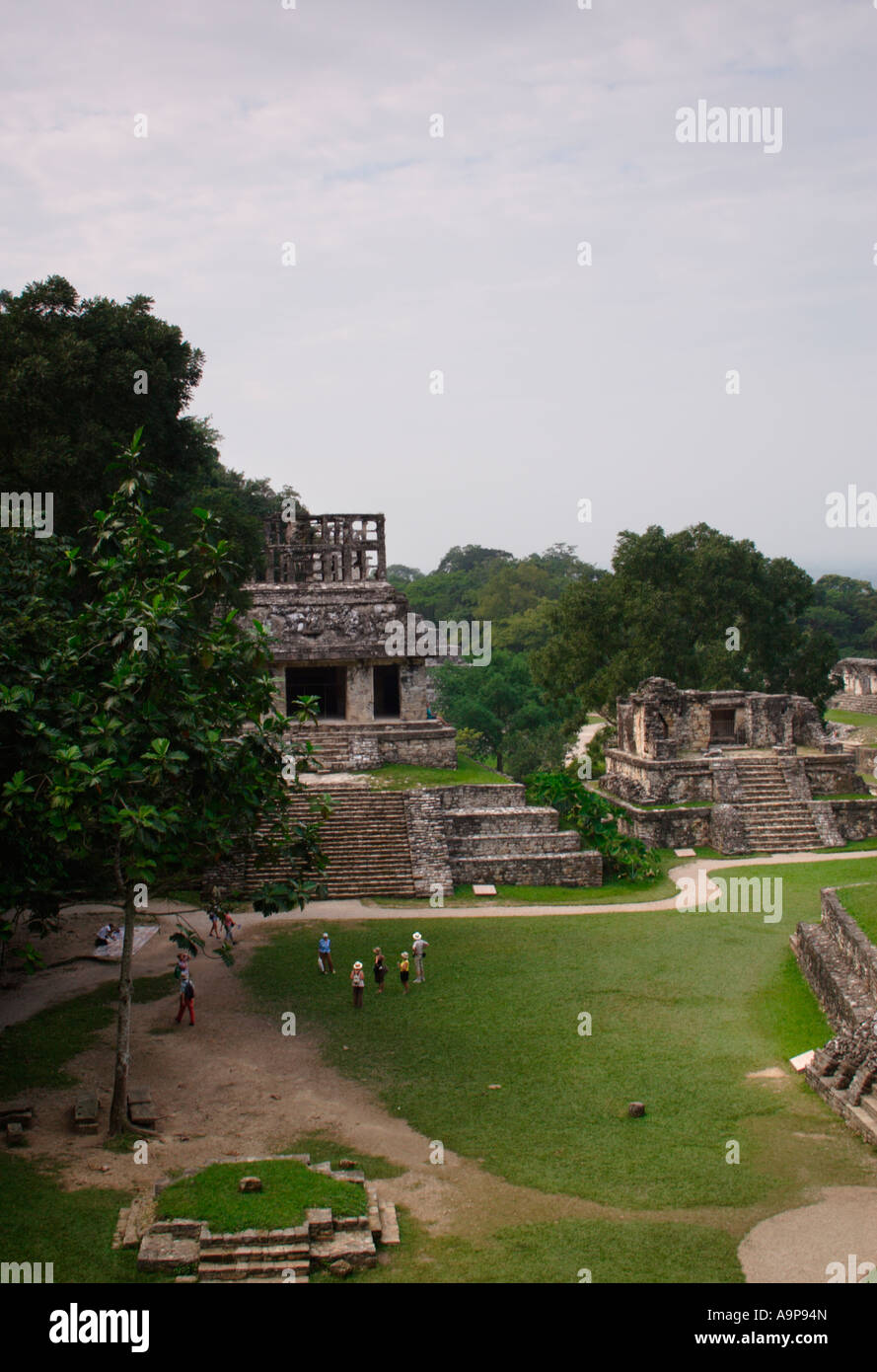 Palenque, Temple of the Sun, Mayan archaeological ruin site and Museum, Chiapas, Mexico Stock Photo