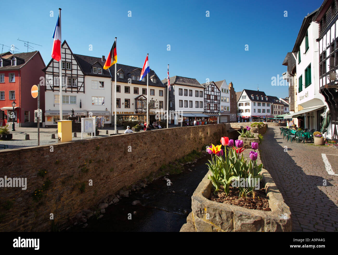 Bad Munstereifel an old German town in the Rhineland, Germany on the River Erft Stock Photo