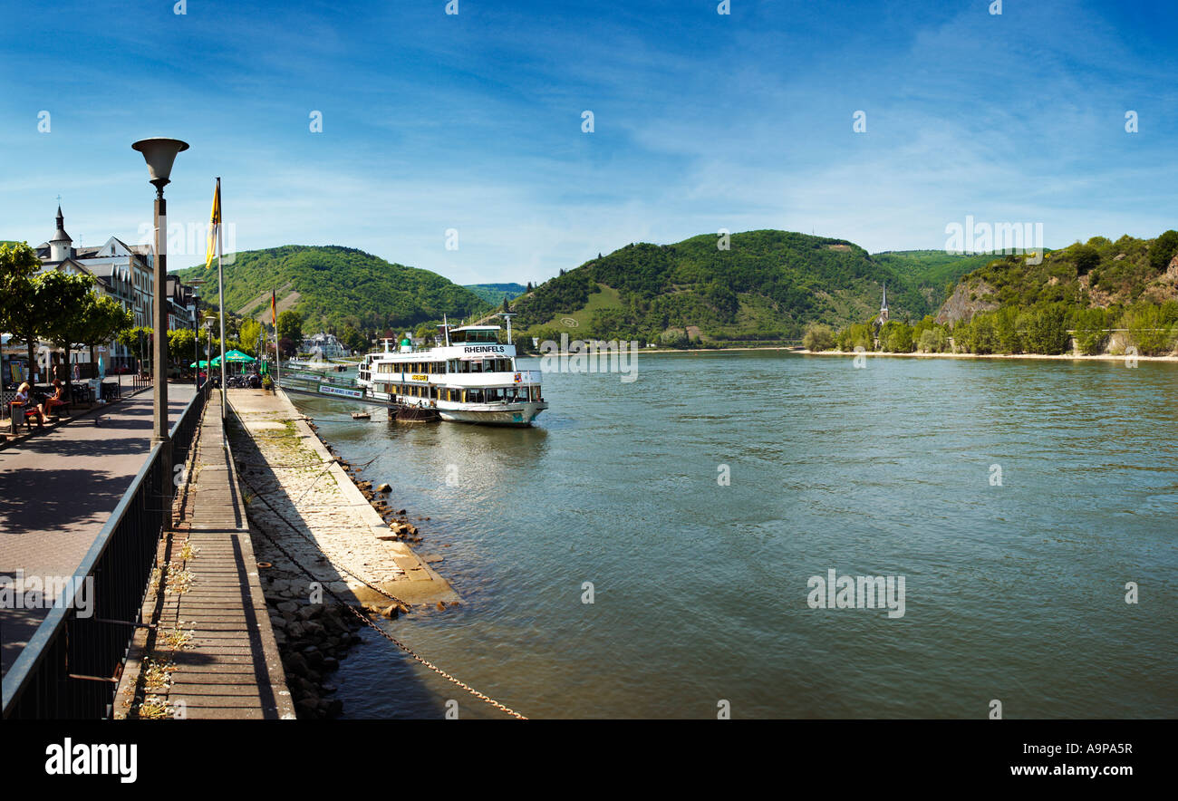 River Rhine cruise boat in Boppard, Rhineland, Rhine River, Germany Stock Photo