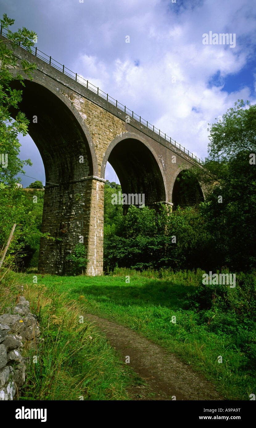 The disused railway viaduct at Monsal Dale near Bakewell in the Derbyshire Peak District National Park England UK Stock Photo
