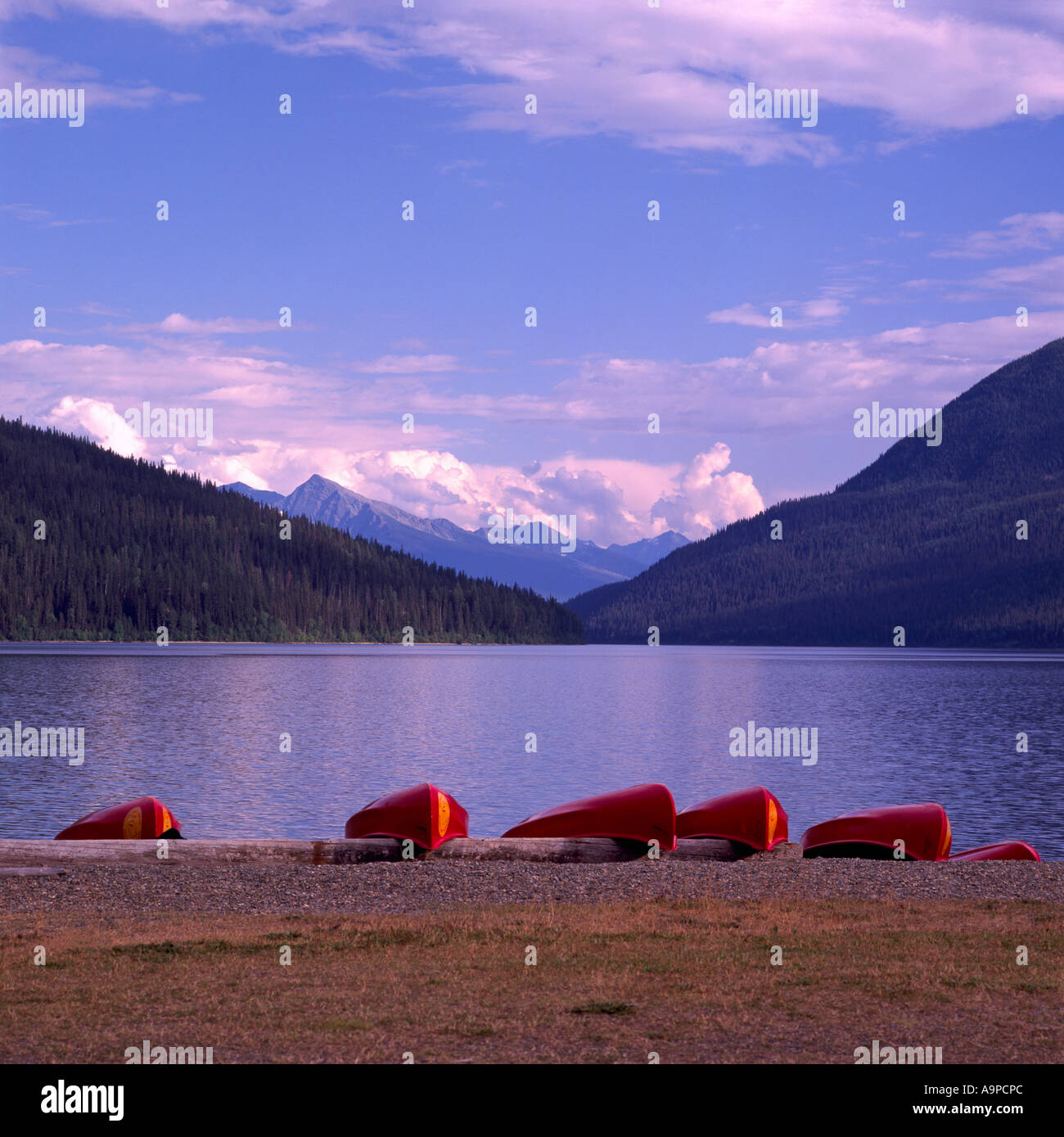 Bowron Lake Provincial Park, BC, British Columbia, Canada Canoes for