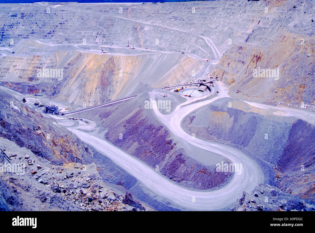 Open Pit Copper Mine, Vancouver Island, BC, British Columbia, Canada