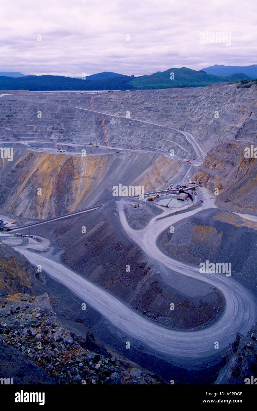 Open Pit Copper Mine, Vancouver Island, BC, British Columbia, Canada
