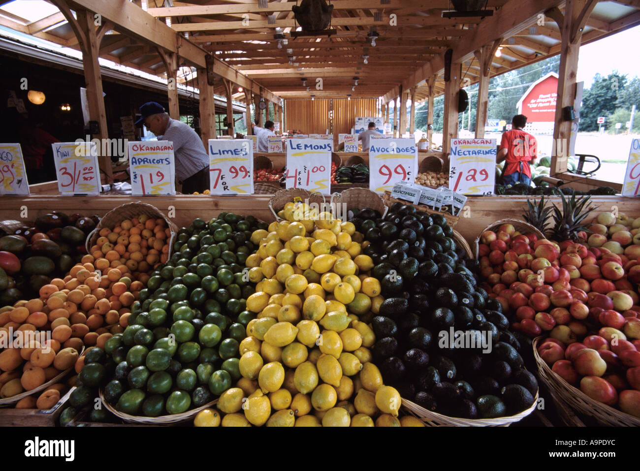 A Farmer's Market with Fresh Fruit for sale in Duncan on Vancouver Island British Columbia Canada Stock Photo