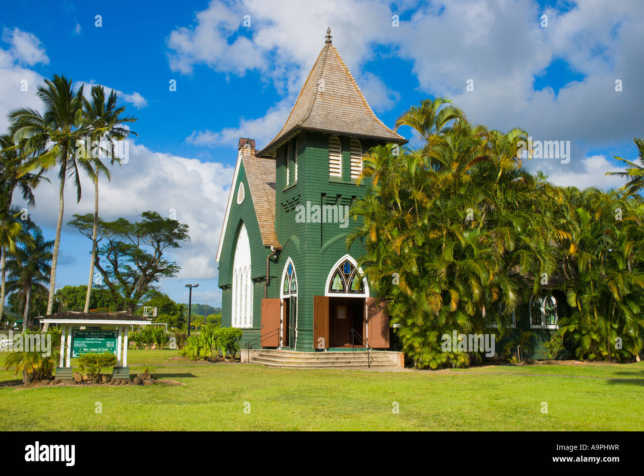 Waioli Huiia Church Hanalei Island of Kauai Hawaii Stock Photo Alamy