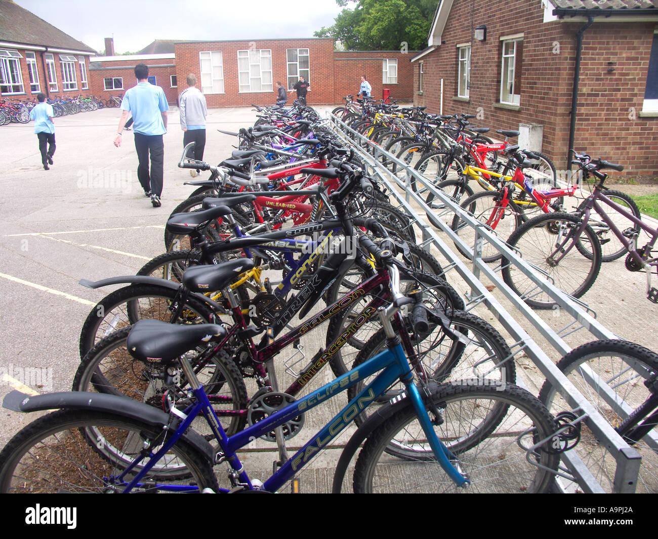 School bicycle rack Stock Photo Alamy