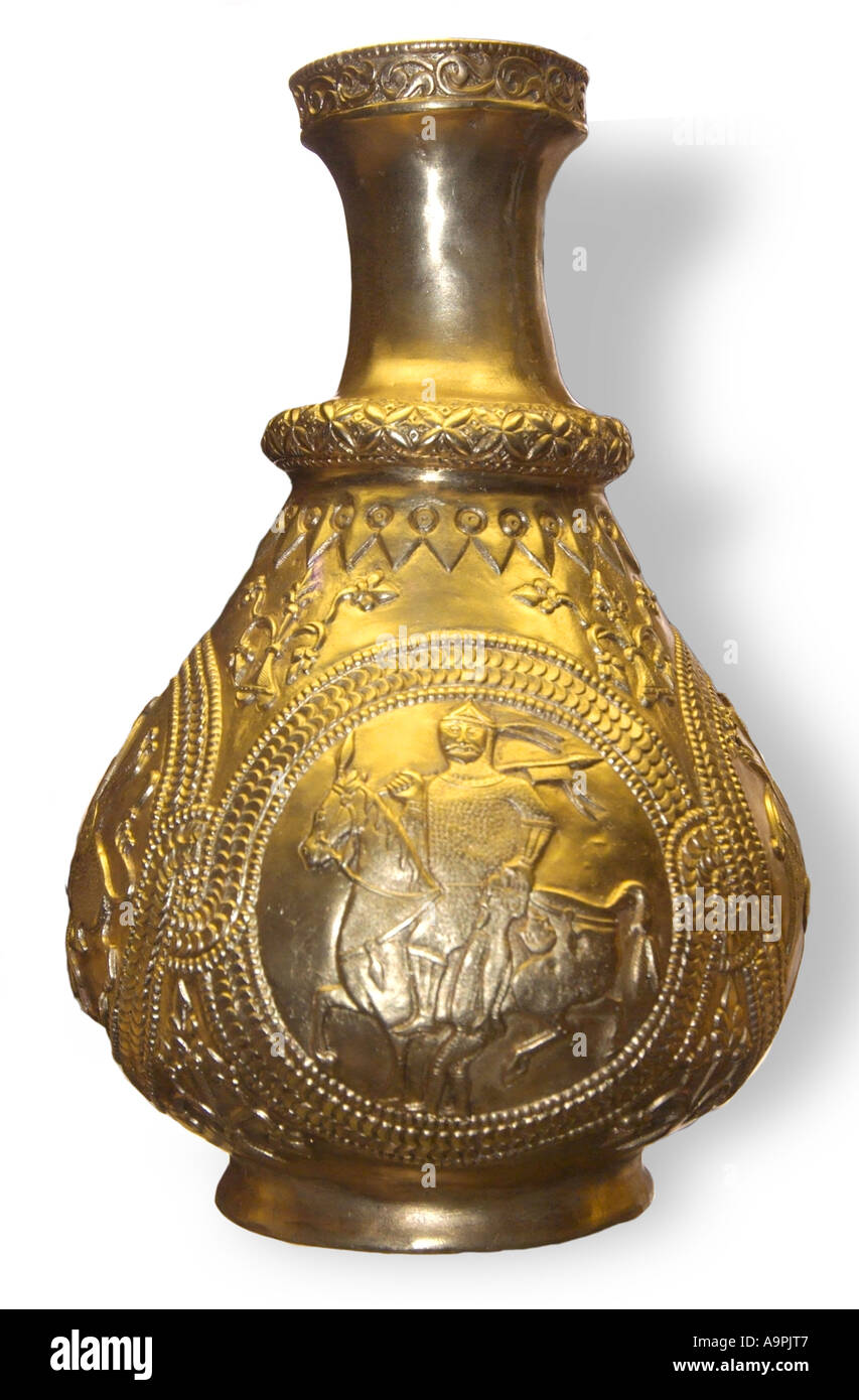 Ancient gold vase Slavonic Russia Russian Bulgarian Serbian Serbo Croatia Croat Slav slavia Greek relic find archaeology Stock Photo