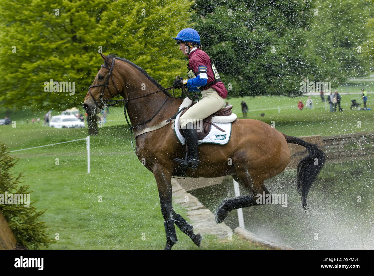 Three Day Event Rider  Hannah BateTaking part in the Cross Country Phase at the Chatsworth House Horse Trial 2007 Stock Photo