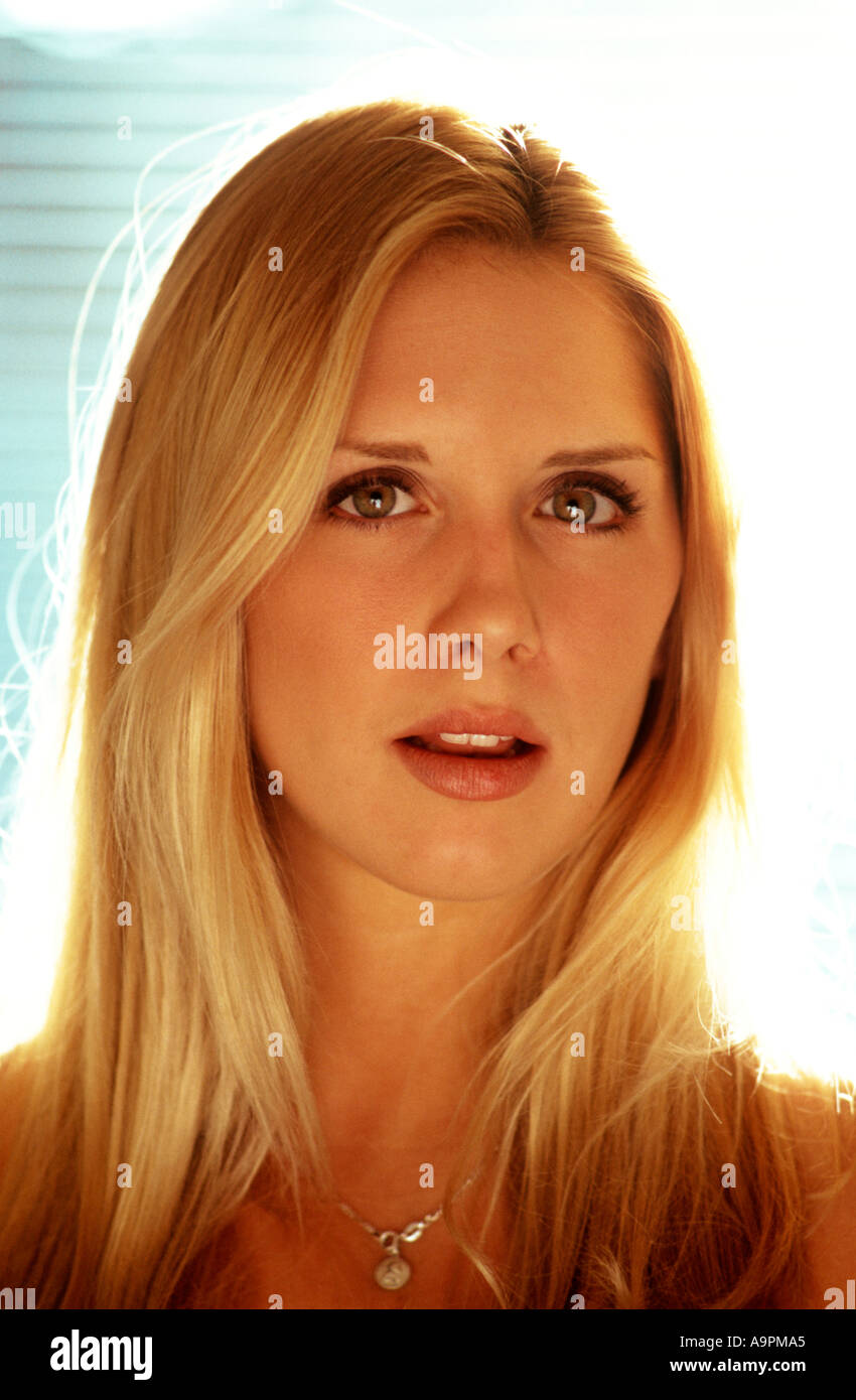 Portrait of a young woman age 18 blond Stock Photo