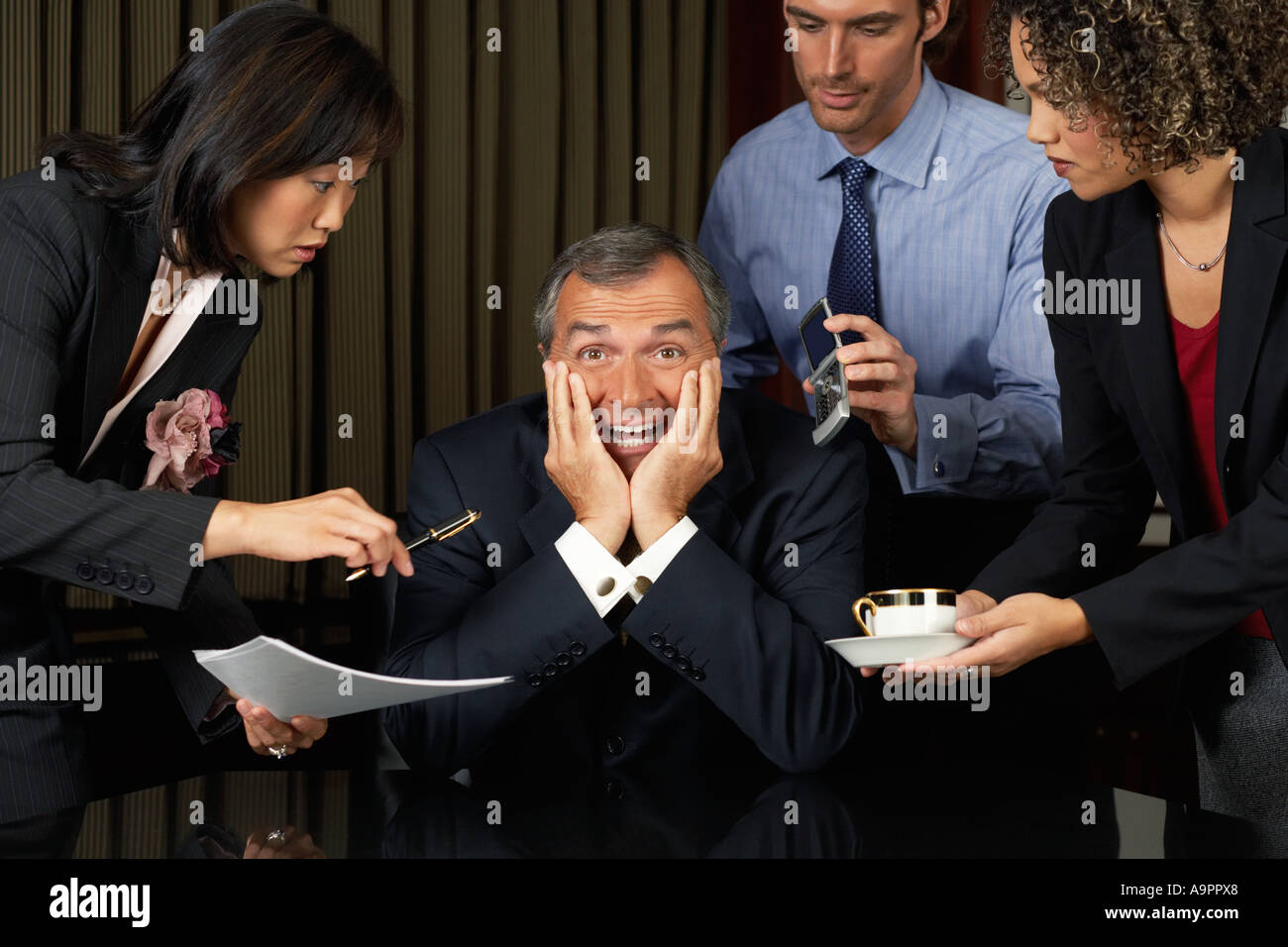Overworked businessman Stock Photo