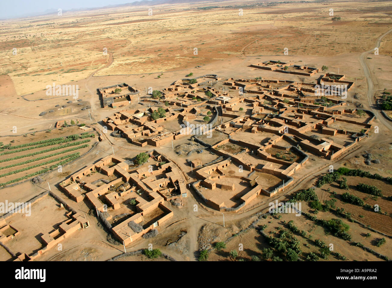 aerial view "Moroccan Village" farm near Marrakesh in desert area Stock Photo Alamy
