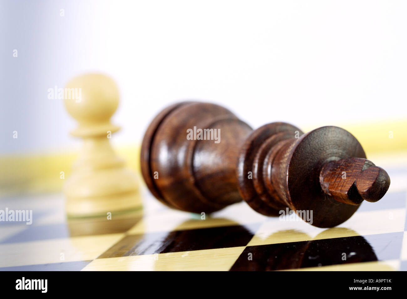 Wooden king chess piece on board Stock Photo Alamy