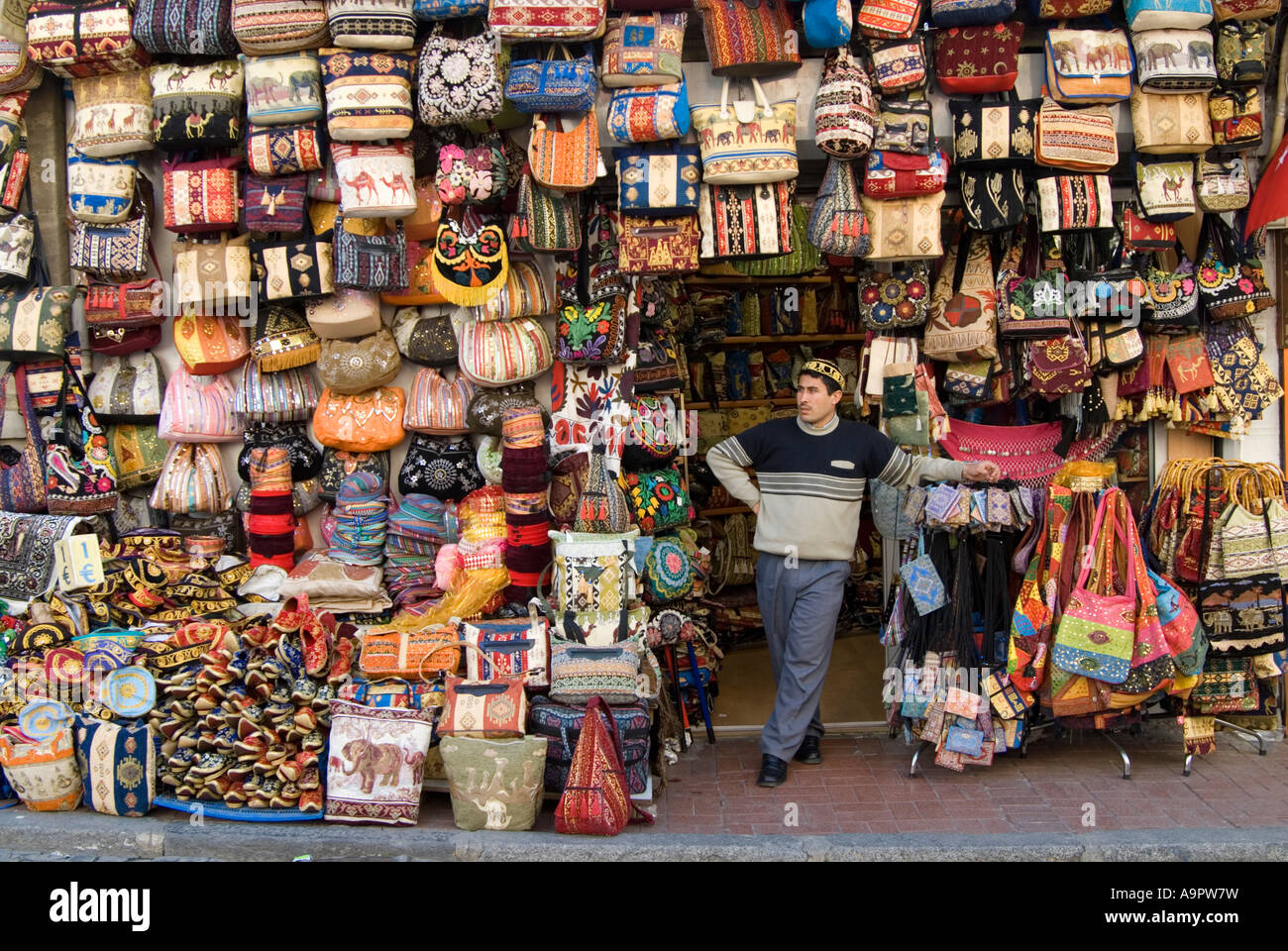 Handbags at the Grand Bazaar, Istanbul, Turkey Stock Photo
