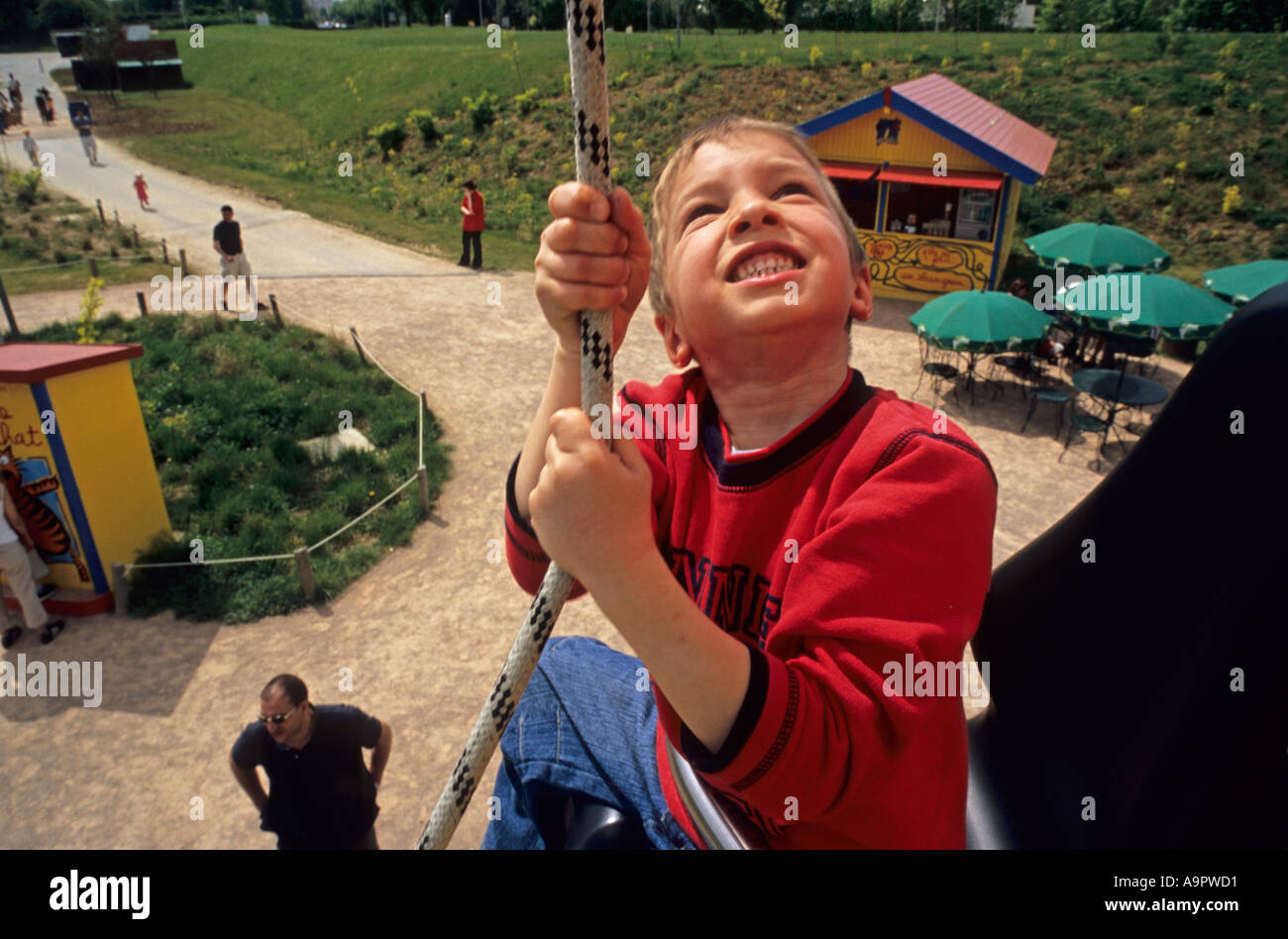Elancourt France Miniature boy pulling a rope Stock Photo