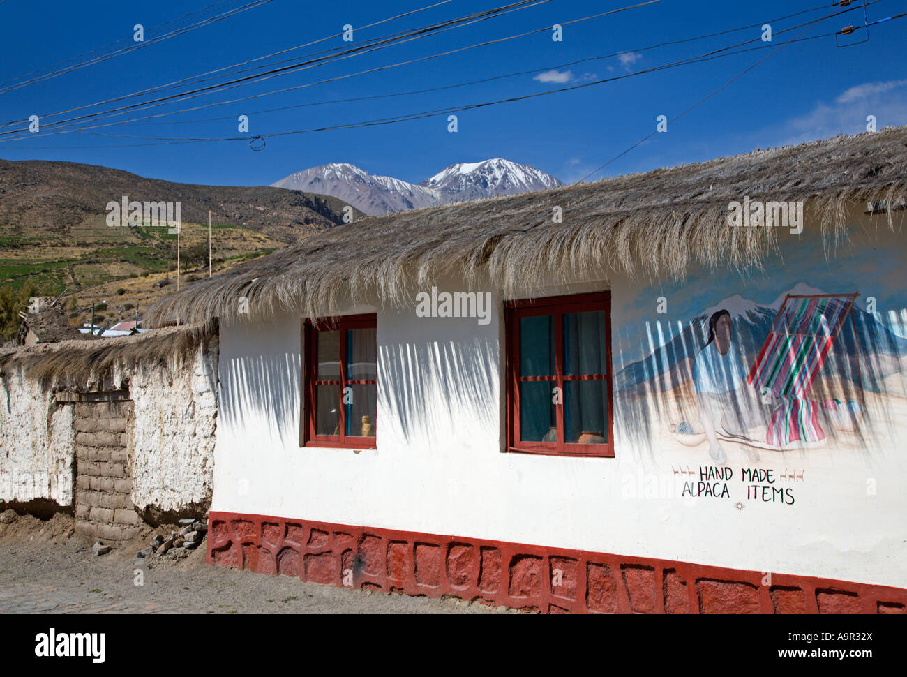Street in the village of Putre, Lluta Valley, Chile Stock Photo