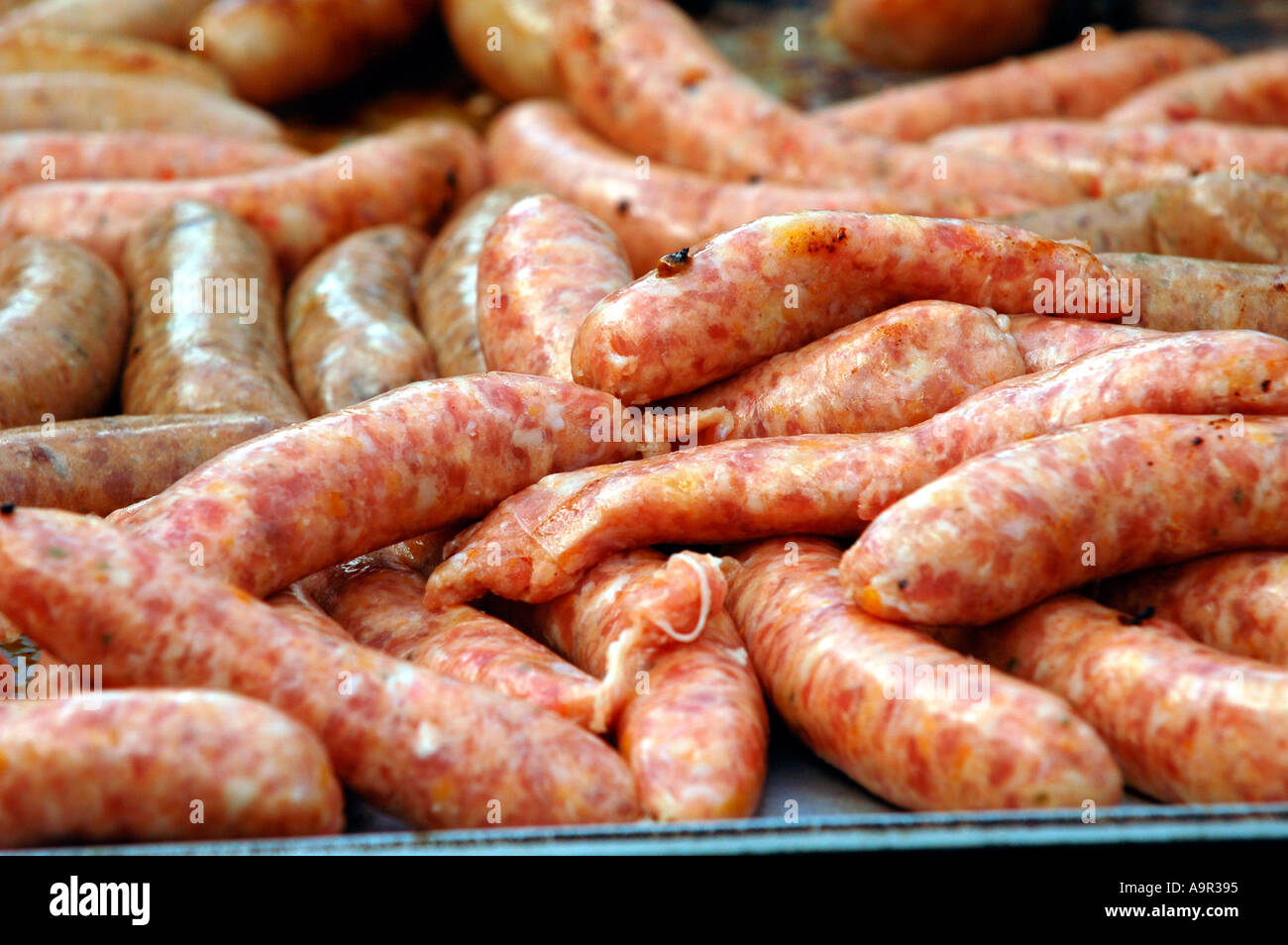 Sausages being cooked on the sausage trail at Ludlow Food Festival