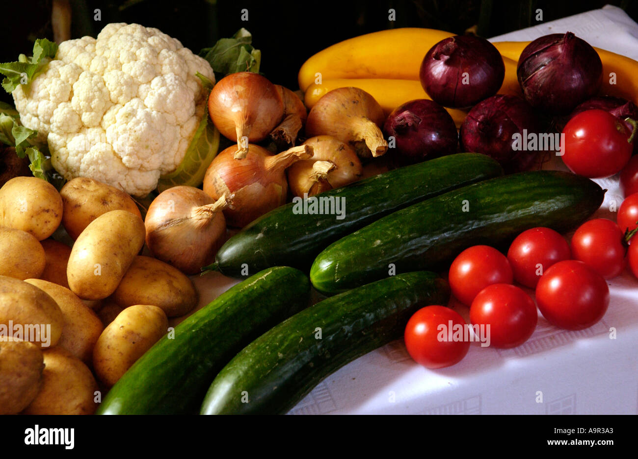 Harvest Festival display at Ludlow Methodist Church during Ludlow Food Festival Shropshire England UK Stock Photo