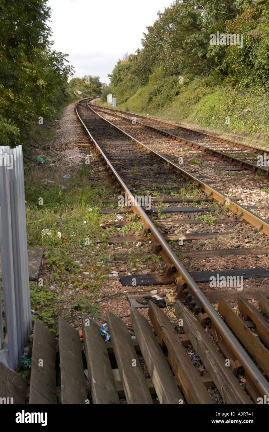 Railway lines at level crossing Stock Photo - Alamy