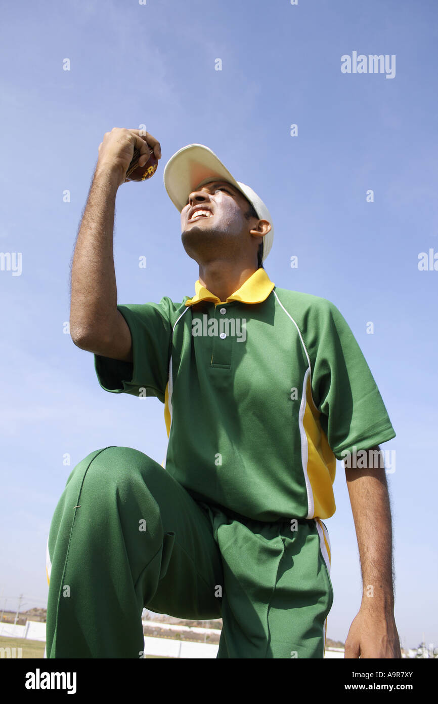A Fielder rejoicing after catching the ball Stock Photo Alamy