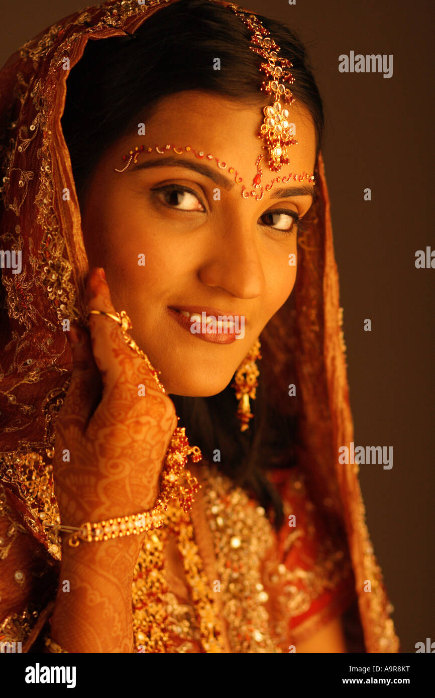 A Newlywed bride portrait Stock Photo