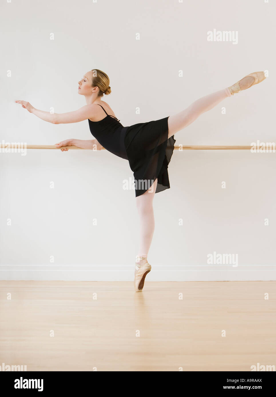 Female ballet dancer in dance studio Stock Photo