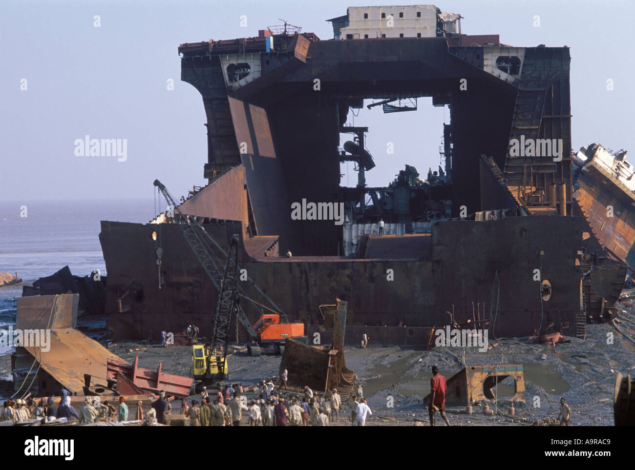 Alang shipbreaking shipyard Stock Photo