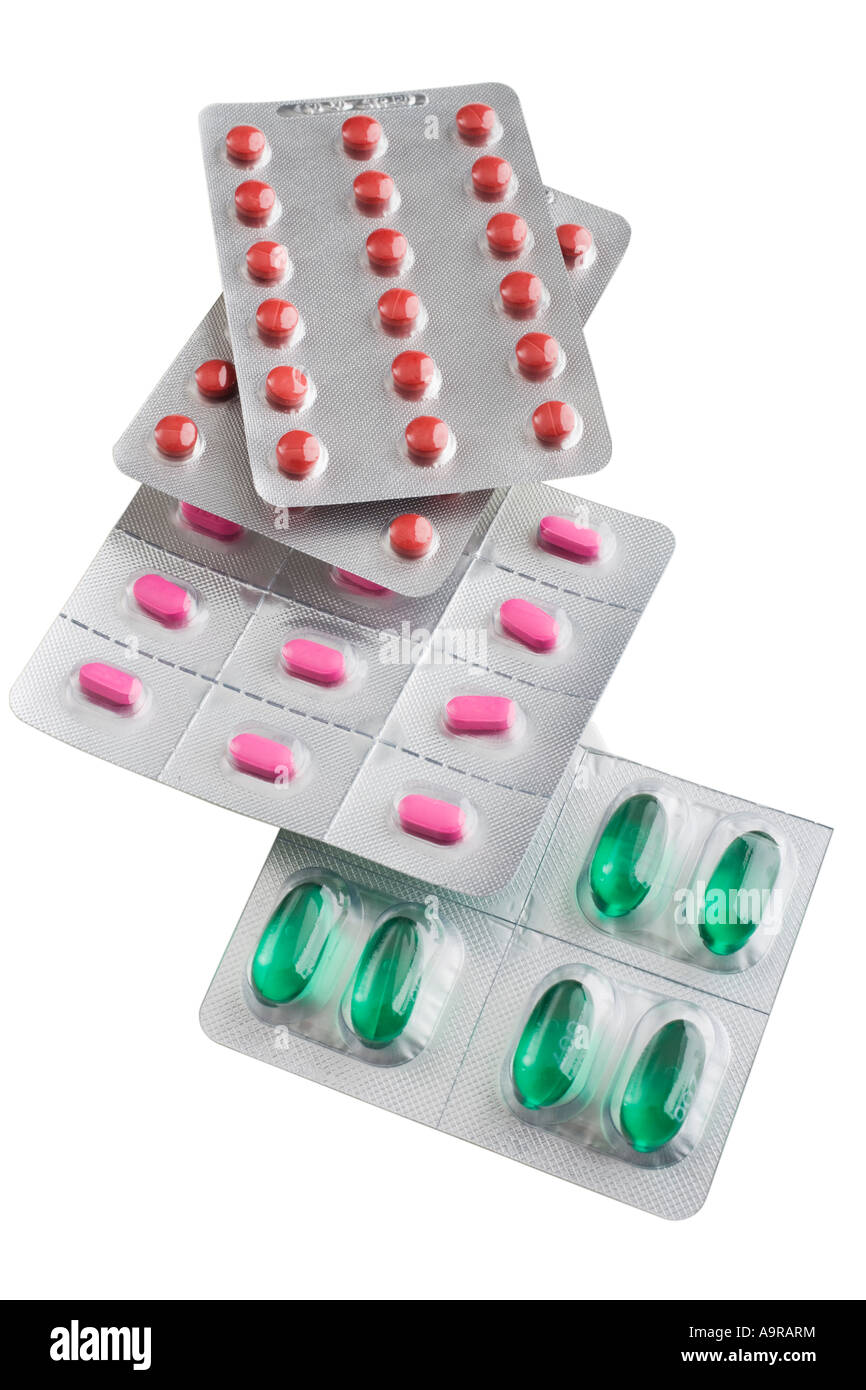 Assorted medication in bubble packs Stock Photo Alamy