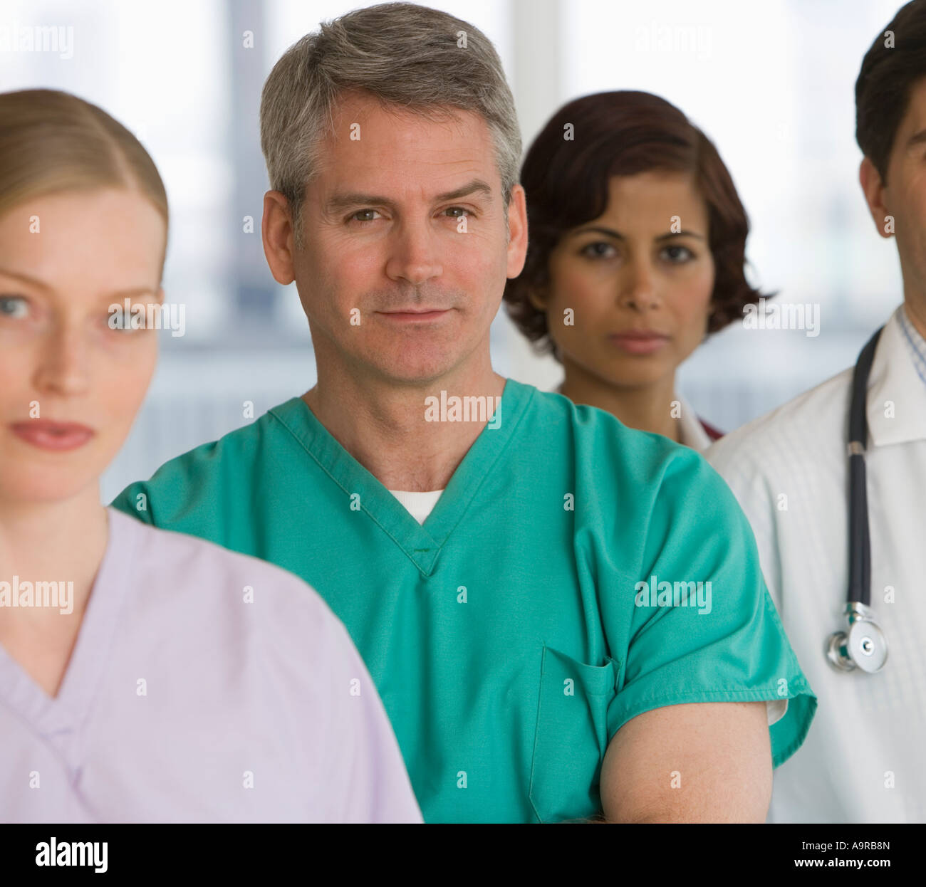 Row of medical professionals Stock Photo