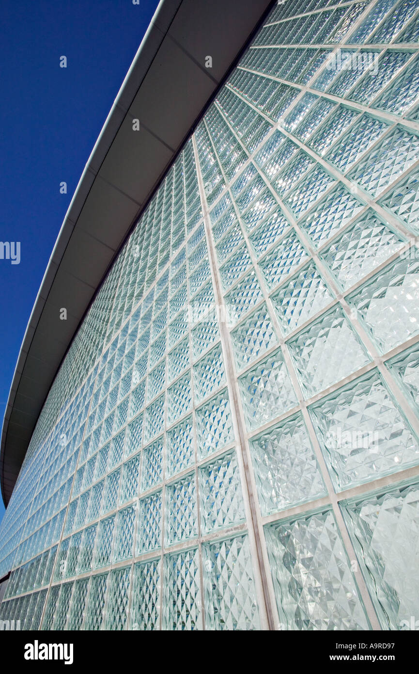 Glass wall of building Wales UK Stock Photo