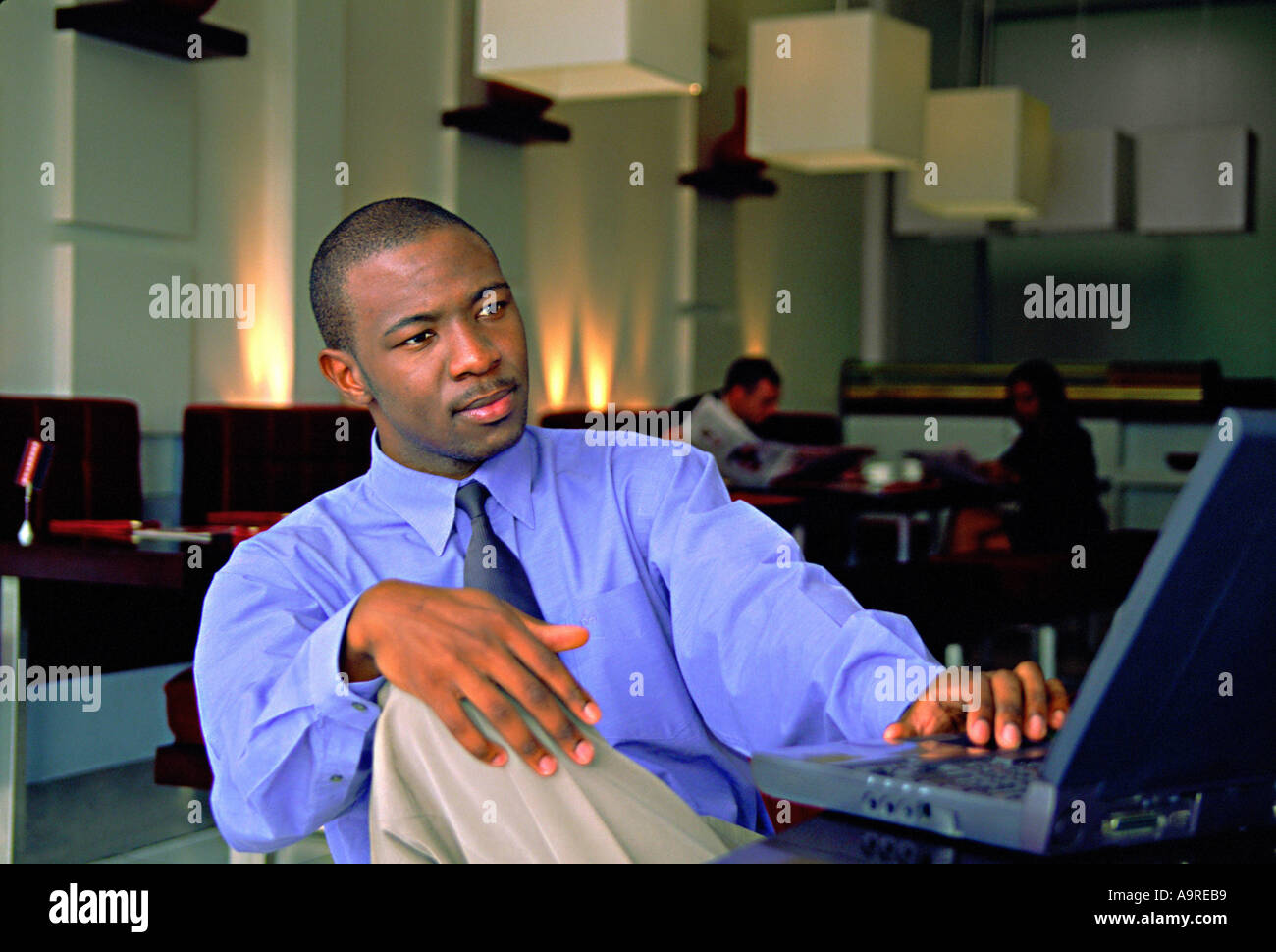 African businessman using laptop computer Johannesburg Gauteng South