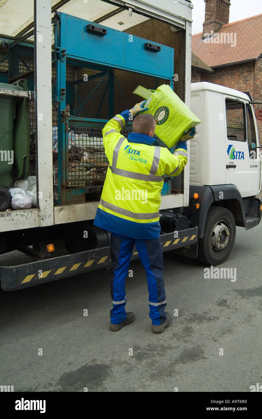 Collecting waste material for recycling in Vale Royal Cheshire Stock