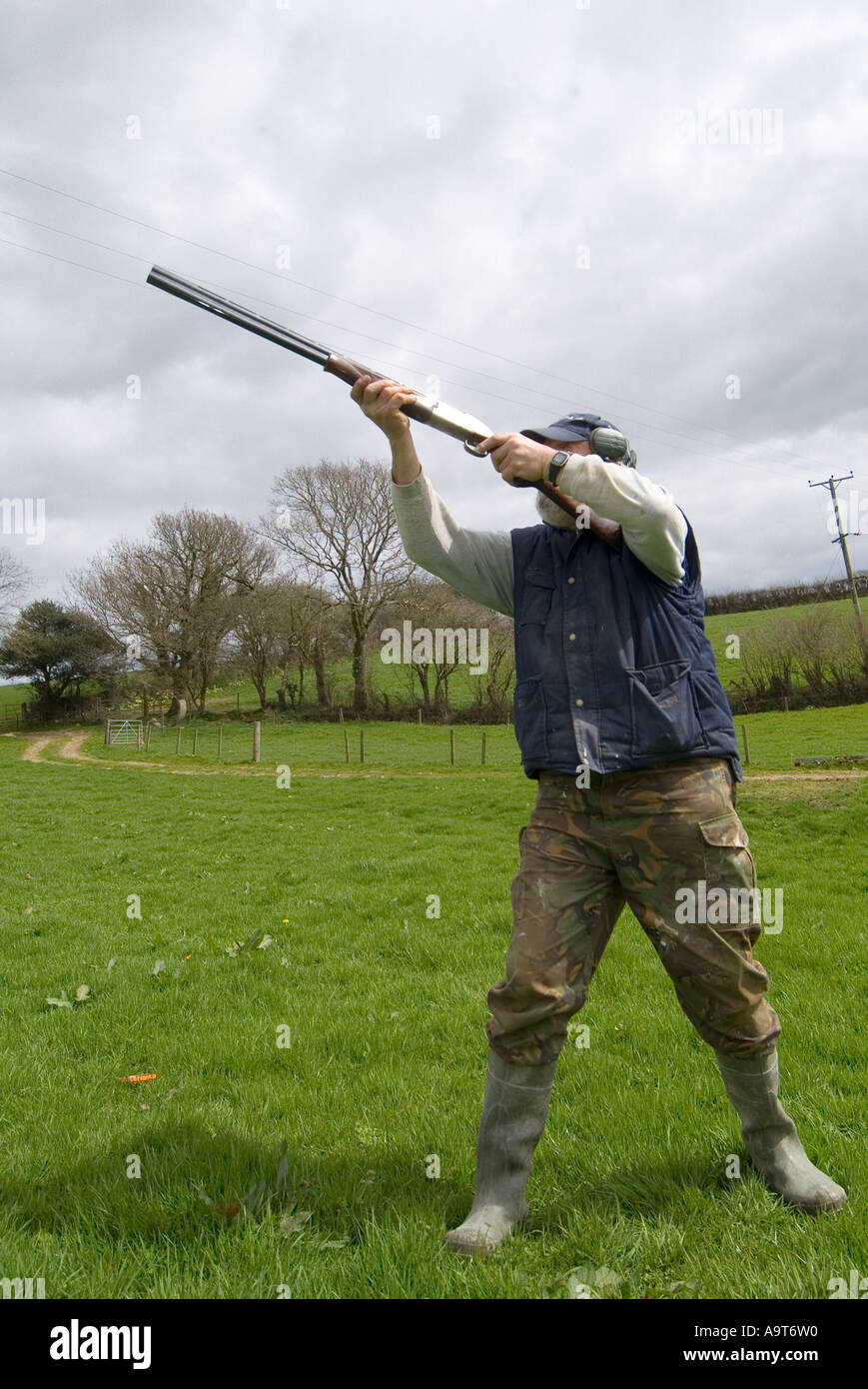Clay pigeon shooting. Devon. UK Stock Photo Alamy