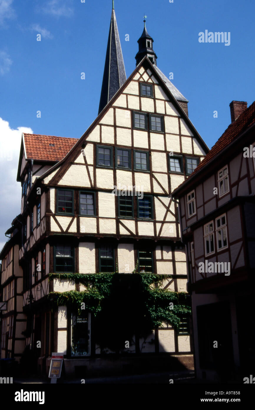 Half timbered building in Quedlinburg a world heritage site in Sachsen Anhalt Germany Stock Photo