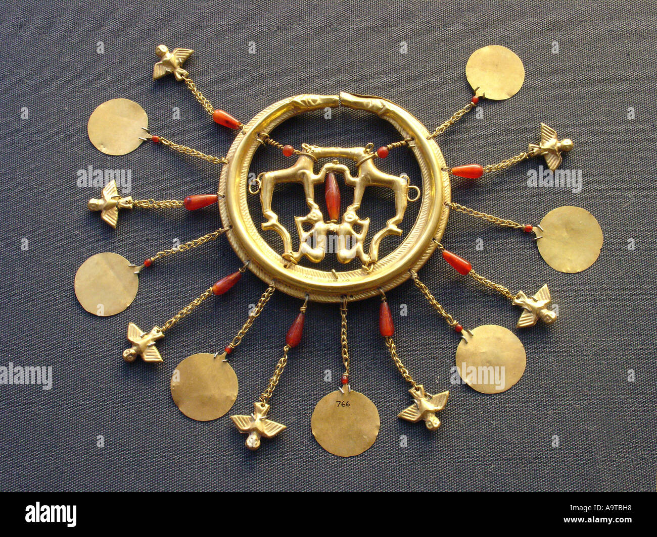Ancient gold necklace exhibit, British Museum London England UK Stock Photo
