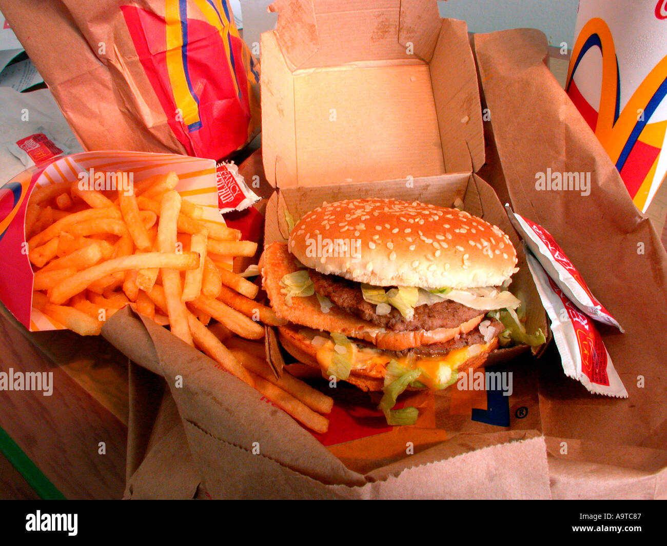 A lunch of a McDonald s Big Mac with fries Stock Photo Alamy