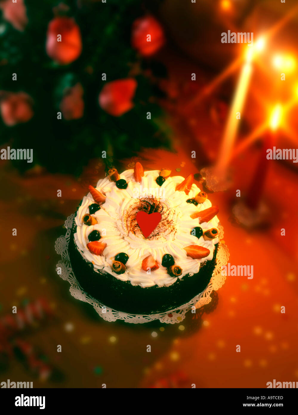 Anniversary Cake with heart Stock Photo