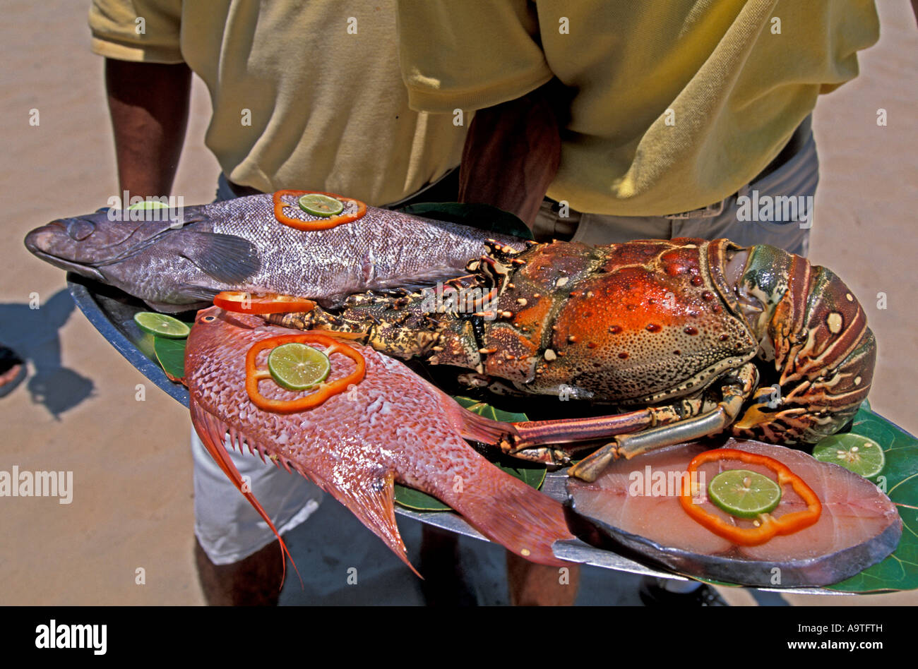 Isla Margarita island Venezuela beach restaurant seafood platter fish