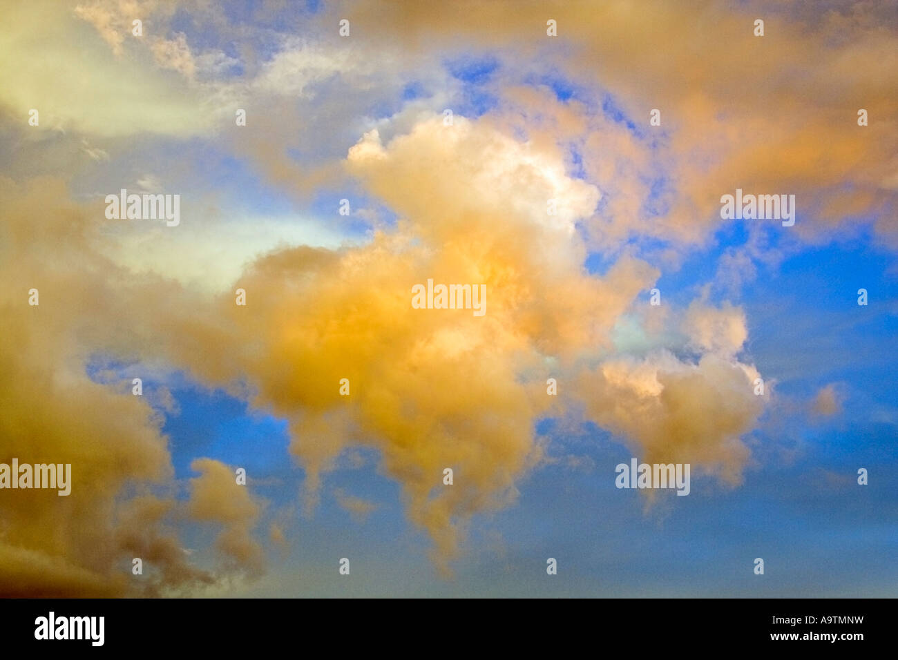 Surreal Clouds Sunset Stock Photo