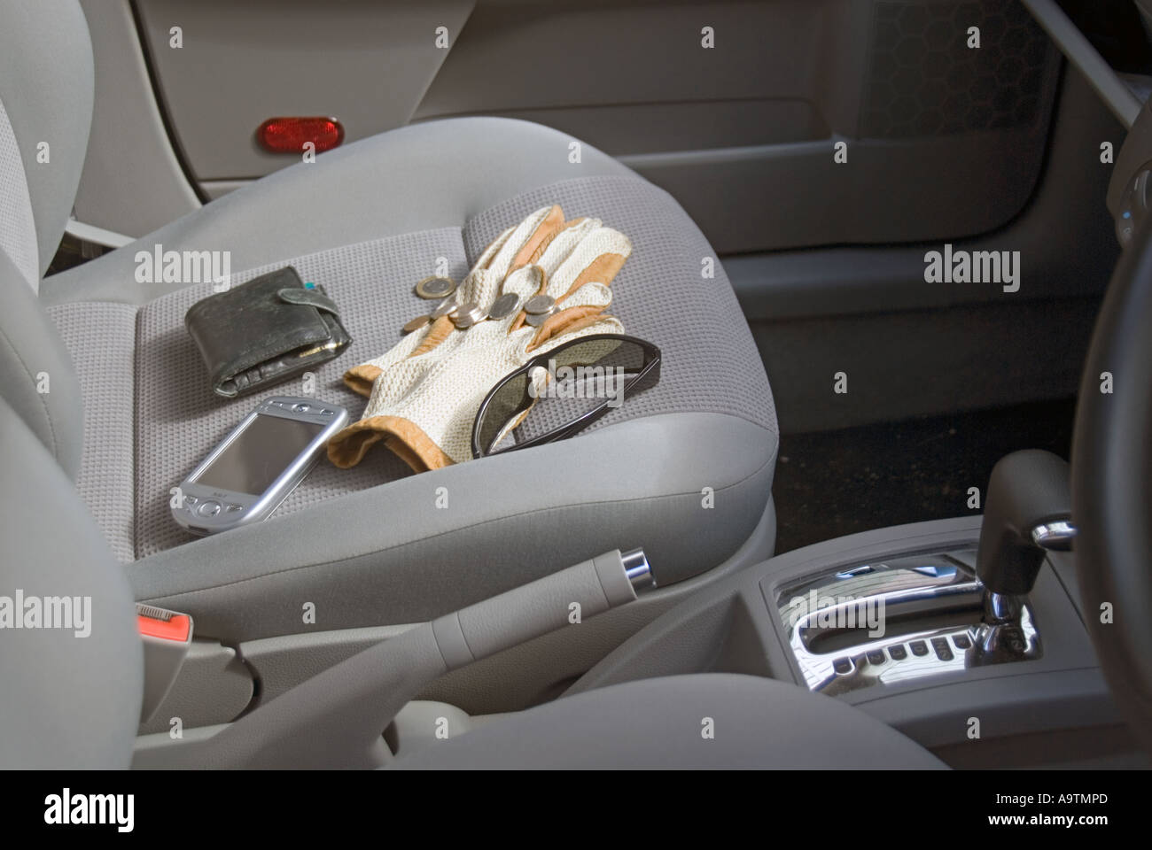 Valuables left on display on car seat Stock Photo 7107436 Alamy