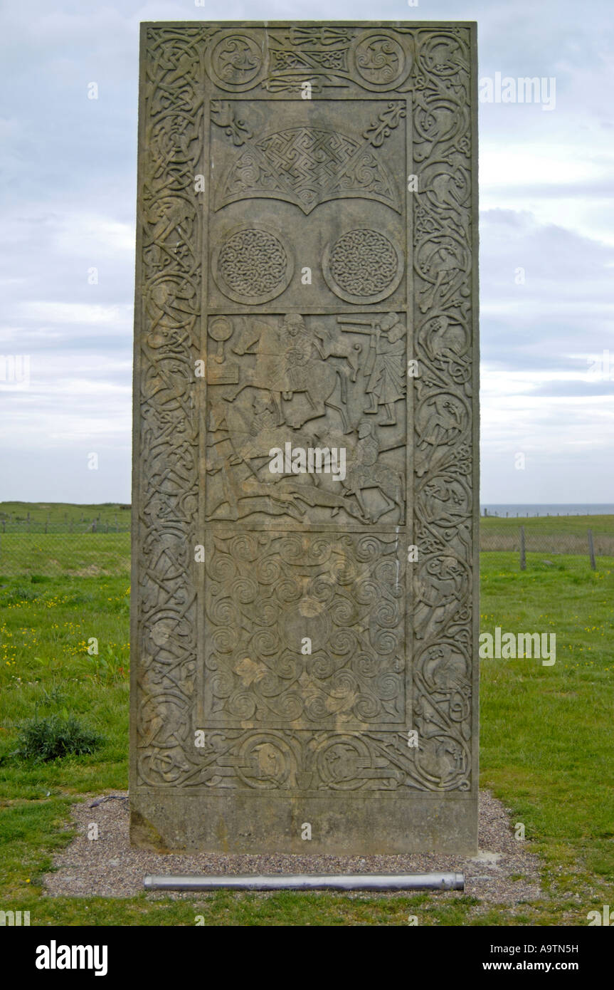 Pictish Stone at Hilton of Cadboll. Stock Photo