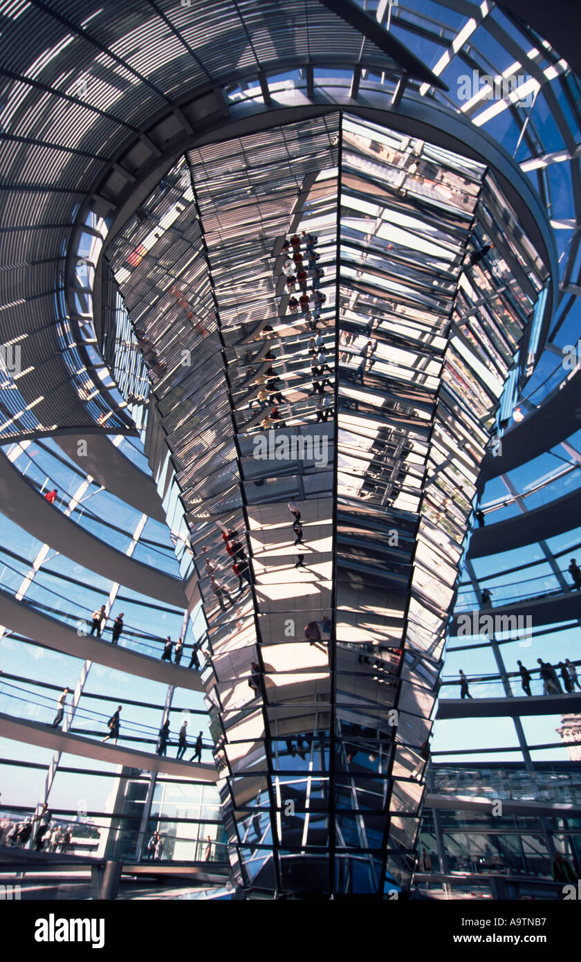 Berlin Reichstag dome by Norman Forster interieur Stock Photo