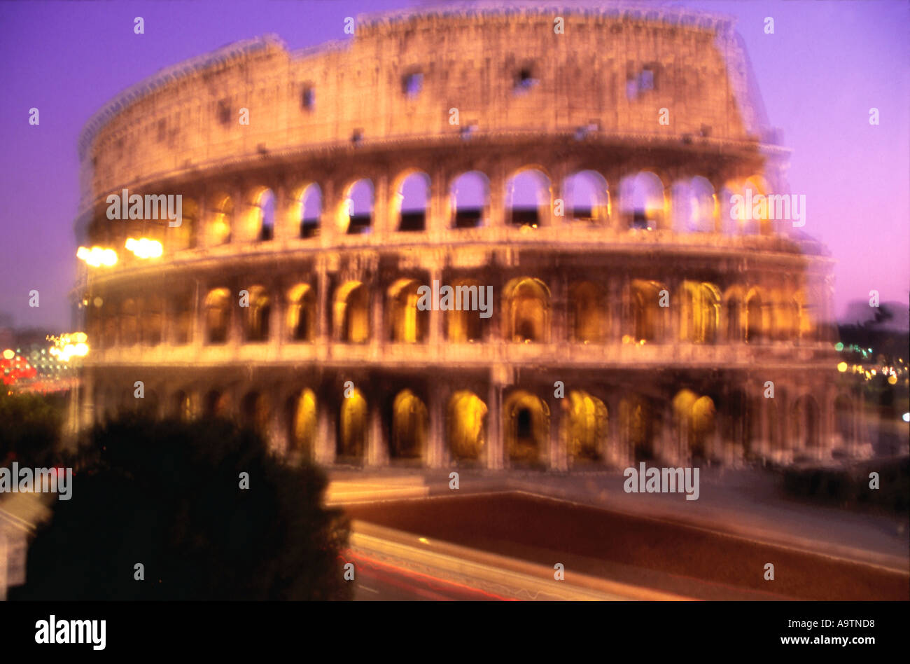 Rome Colloseum at dawn blurred  Stock Photo