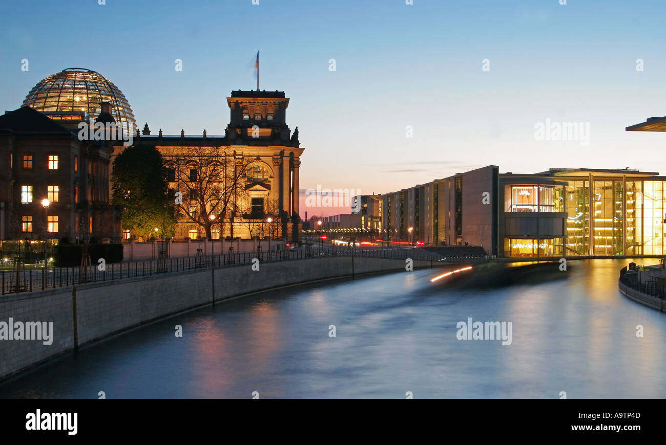 Berlin government district Reichstag Paul Loebe building Spree Stock Photo