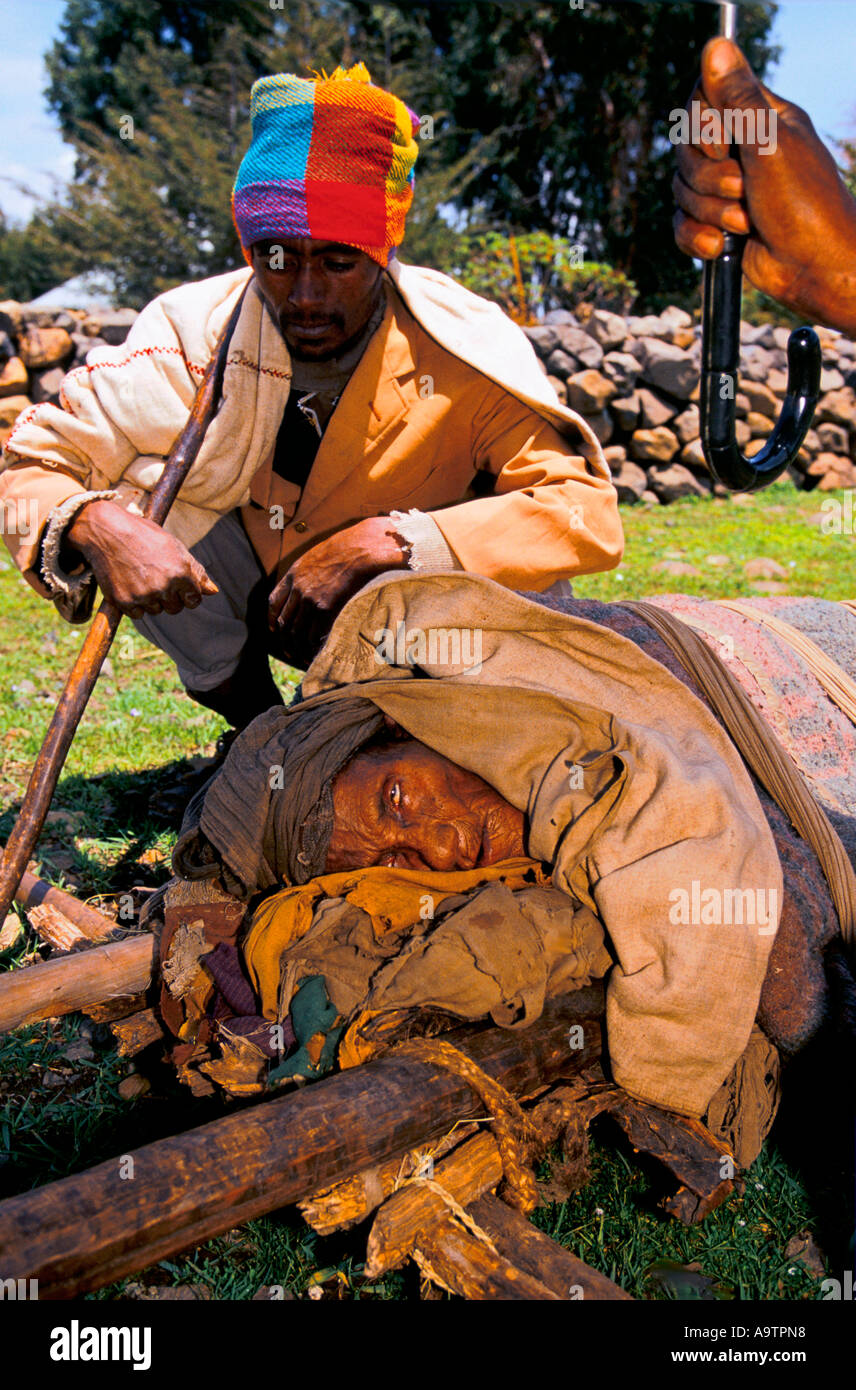 'ETHIOPIA, INEVITABLE FAMINE', KASSECH WOLDEYES BOUND HER STOMACH IN